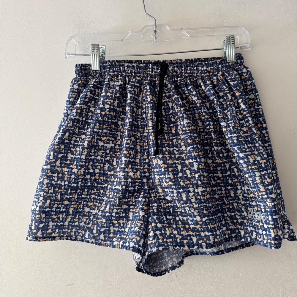ASICS Blue Patterned Pull On Athletic Shorts‎